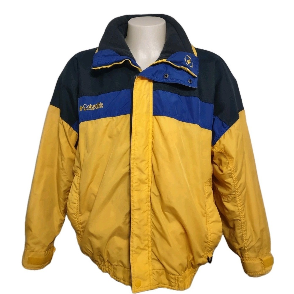 Columbia Jacket Large Men Vintage Gorp Core Yellow Blue Colorblock Windbreaker L